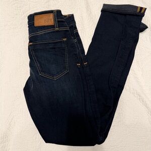 Dark Blue Denim Jeans with Brown Accents